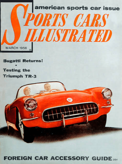 Cover uit maart 1956 met een rode Triumph TR-3